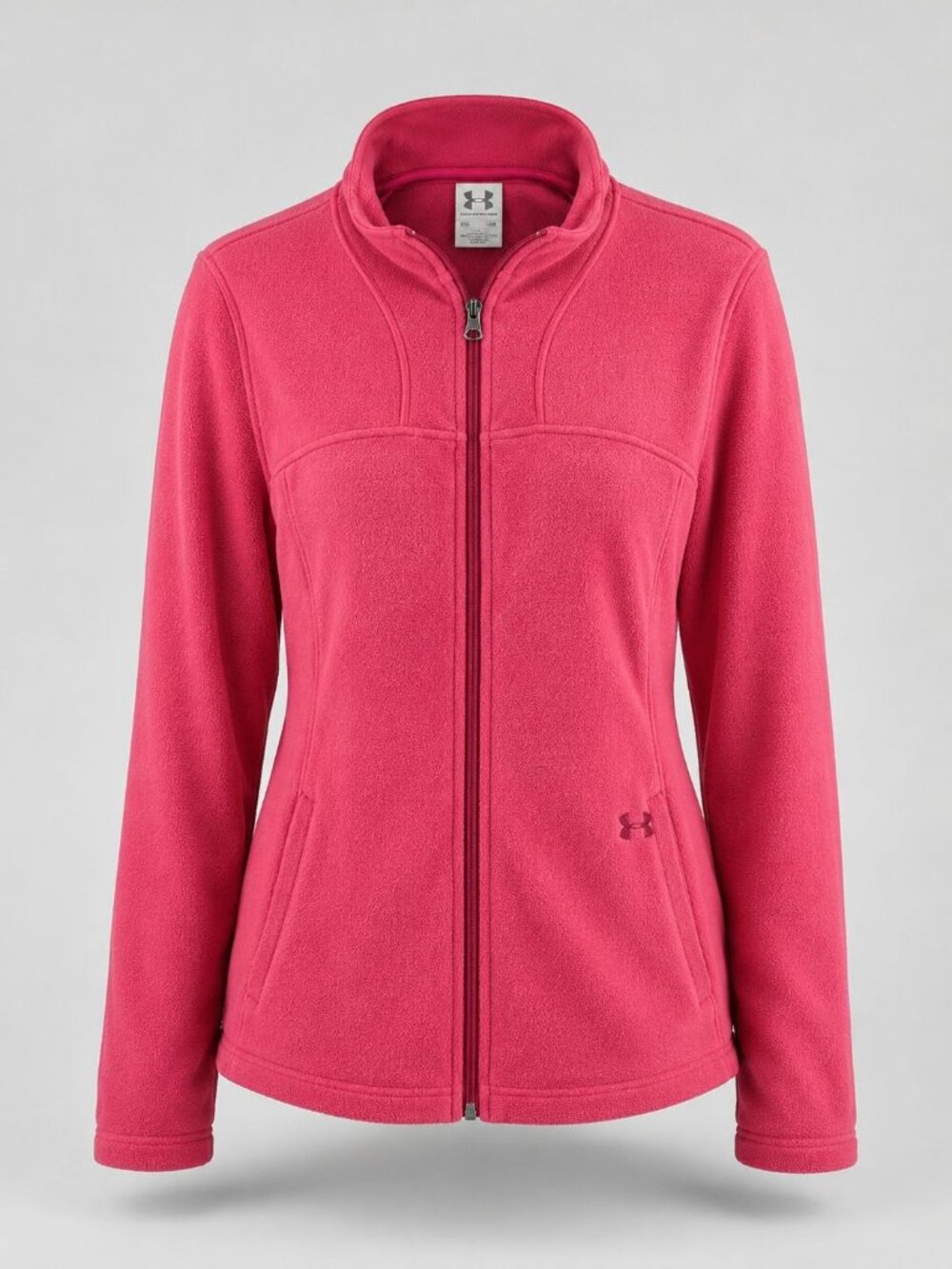Under Armour Womens XL Fleece Jacket Pink Full Zip Fleece Sweatshirt UA